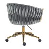NicBex Office Chair with Adjustable Height Modern Rotatable Velvet Hand-Woven Vanity Chair Computer Chair with 5 Wheels for Office, Bedroom, Gray - 4 of 4