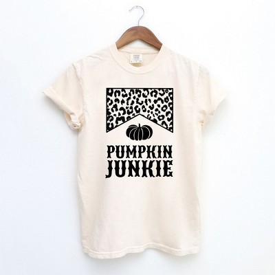 Simply Sage Market Women's Leopard Pumpkin Junkie Short Sleeve Garment Dyed Tee