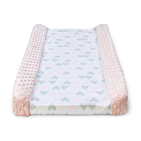 Wipeable Changing Pad Cover With Plush Sides Hearts Cloud Island