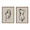 Kate and Laurel Sylvie Minimalist Neutral Line Art Drawing Face and Body Framed Canvas Art Set by The Creative Bunch Studio - 2 of 4
