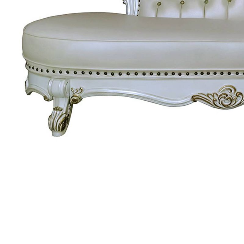 81&#34; Vendome Chaise Lounge Synthetic Leather and Antique Pearl Finish - Acme Furniture, 3 of 9