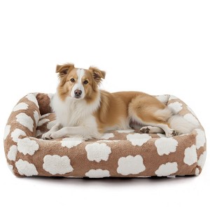Dog Beds Large Sized Dog - Washable Furry Pet Beds, Rectangle Orthopedic Corduroy Fleece Puppy Beds with Removable Zipper Cover - 1 of 4