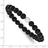 Chisel 8-9mm Black Onyx and White Freshwater Cultured Pearl Beaded 7.25" Stretch Bracelet - 4 of 4
