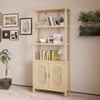 Karl Home Tan Rattan Display Cabinet with 4-layer 2-door 70.86in.H - 2 of 4