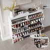 4 Flip Drawers Modern Fluted Shoe Cabinet， Narrow Shoe Storage Cabinet, - 4 of 4