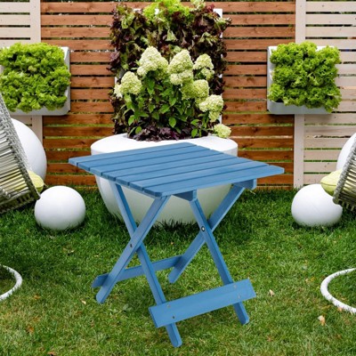 ALEXOUN Solid Cypress Wood Folding Table - 19.75 Inch Portable Outdoor Side Table,for Patio, Balcony, Camping - Foldable Accent Table