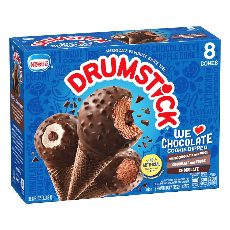 Nestle We Love Chocolate Cookie Frozen Dipped Drumstick - 8ct, 4 of 14