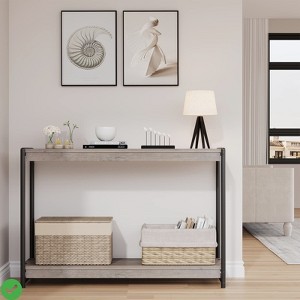 Farmhouse Console Table, 40" Entryway Table with Storage Slatted Style 2-Tier Sofa Table - 1 of 4