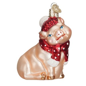 Old World Christmas Glass Blown Ornament for Christmas Tree, Snowy Pig - 1 of 1