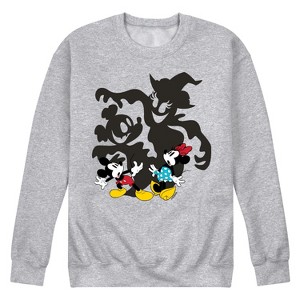 Men's - Disney - Mickey And Minnie Scared Shadows Graphic Fleece Sweatshirt - 1 of 4