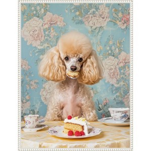 Amanti Art The Cake Loving Poodle by Mowzu  Framed Canvas Wall Art - 1 of 4