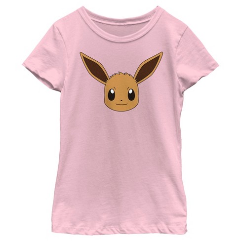 Girl's Pokemon Eevee Face T-Shirt - Light Pink - X Small