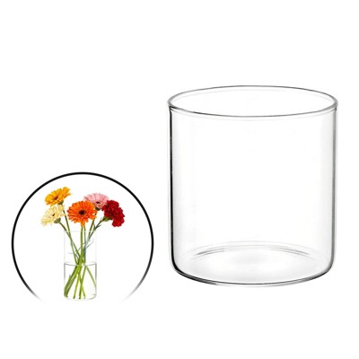Unique Bargains Glass Bouquet Floating Candle Decorative Cylinder Vase Clear