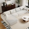 135 inch White Plush Corduroy Fabric Cloud Sectional Couch with L-Shape Chaise Modern Modular Sofa with Deep Seat - 2 of 4