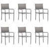 vidaXL Garden Dining Chair Set of 6 Gray PE rattan, steel - 2 of 4