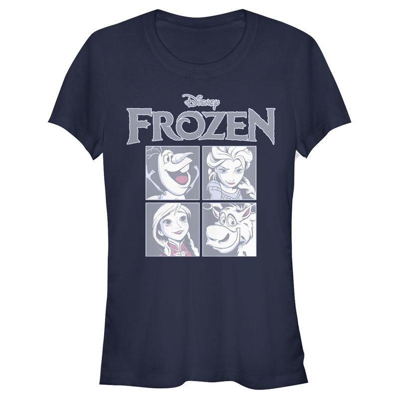 Juniors Womens Frozen Character Squares T-Shirt, 1 of 4