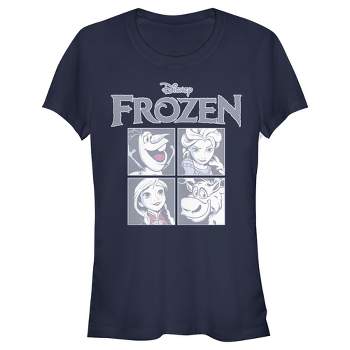 Juniors Womens Frozen Character Squares T-Shirt