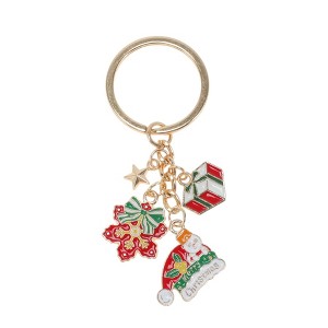 Unique Bargains Christmas Keychain Double Ring Zinc Alloy Multicolored 1 Pc - 1 of 3