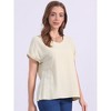 INSPIRE CHIC Women's Linen Short Sleeve Casual Basic Summer Outfits Loose Solid Blouse - 3 of 4