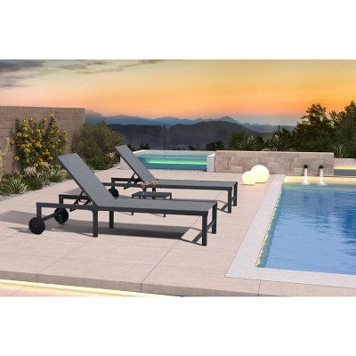 PURPLE LEAF Outdoor Chaise Lounge Chairs Set Adjustable Recliner Chair with Wheels and Table for Poolside Beach Aluminum Reclining Sunbathing Lounger