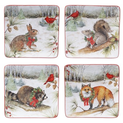 8.3" 4pk Earthenware Winter Forest Dessert Plates - Certified International, 1 of 4
