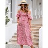Clearlove Maternity Nursing Dress Womens V-Neck Spaghetti Strap Ruffle Sleeve Polka Dots A-Line Tiered Flowy Swing Dress - 2 of 4