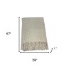 HomeRoots 50" X 67" Sand And Cream Cotton Blend Woven Plaid Throw Blanket with Fringe - 3 of 4