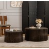 Vynxaria Vintage Cylindrical Nesting Coffee Table Set ¨C 2-Piece Vertical Textured Design for Living Room, Office & Dining Room - 3 of 4