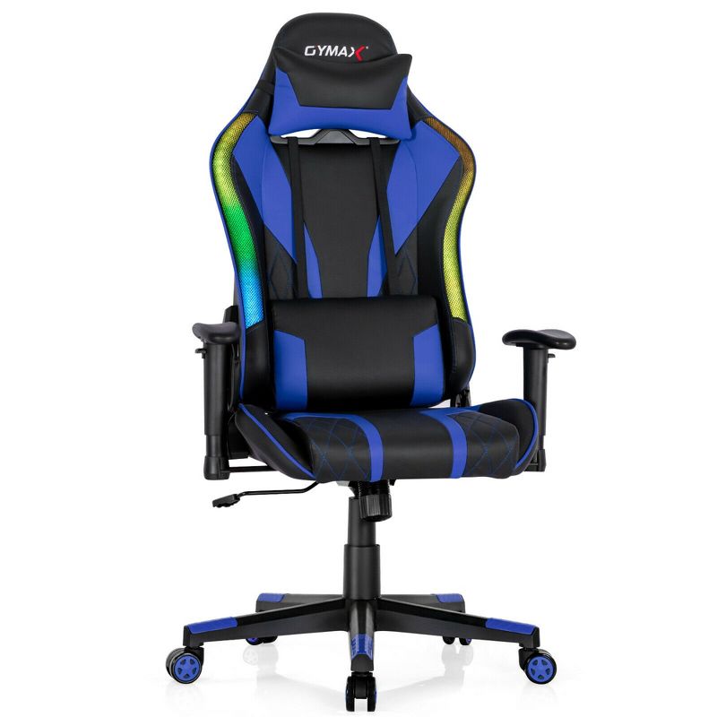 Costway Gaming Chair Adjustable Swivel Computer Chair w/ Dynamic LED Lights, 1 of 11
