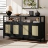 Rattan Storage Cabinet with Doors and Shelves, Multifunction Sideboard Cabinet for Kitchen, Dining Room or Living Room–The Pop Home - 2 of 4