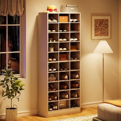 Hommoo 10-Tier Wooden Shoe Rack with 30 Cubbies