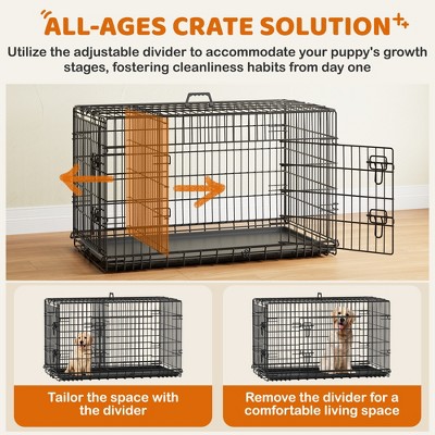 Yaheetech Brandclub Yaheetech 42inch Metal Dog Crate for Small to Medium Sized Dogs Black