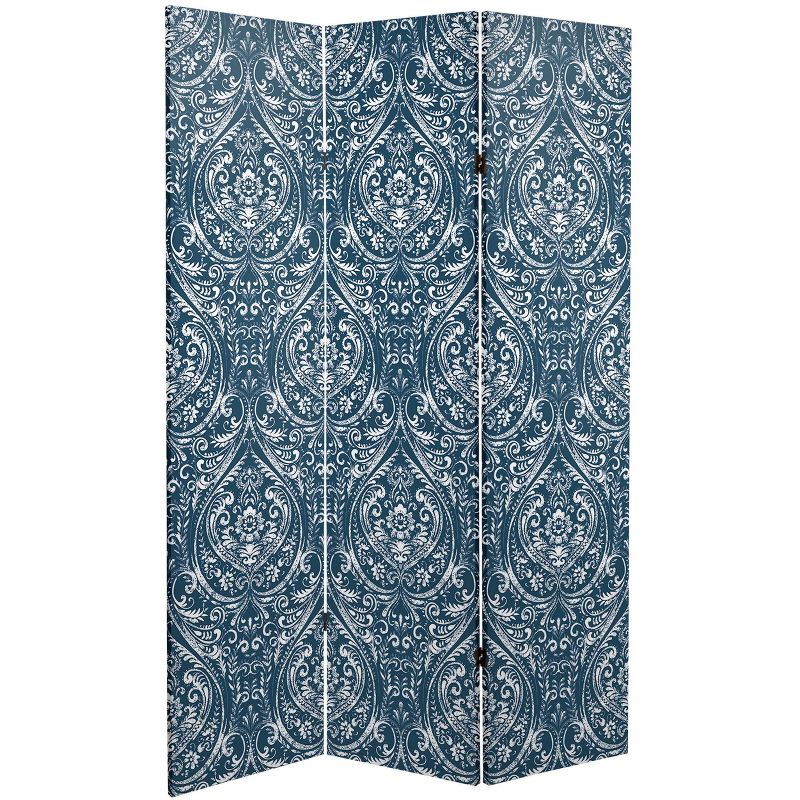 6&#34; Double Sided Ocean Damask Canvas Room Divider Blue - Oriental Furniture, 3 of 8