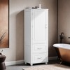 Tall Bathroom Storage Cabinet, Freestanding Storage Cabinet with Two Drawers and Adjustable Shelf, MDF Board with Painted Finish - Leovsnove - 2 of 4