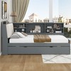 CAVINAS Wood Platform Bed with Storage Headboard, Shelves and 2 Drawers, Twin Size Bed Frame with Upholstered Headboards - 2 of 4
