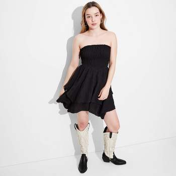 Women's Cap Short Sleeve Fit & Flare Knit Skater Dress - Wild Fable™ Black  XS