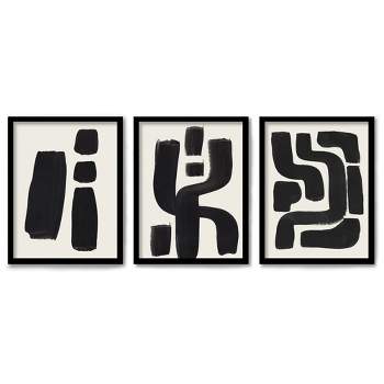 Americanflat Abstract Minimalist (Set Of 3) Triptych Wall Art Ink Mazes By Ejaaz Haniff - Set Of 3 Framed Prints