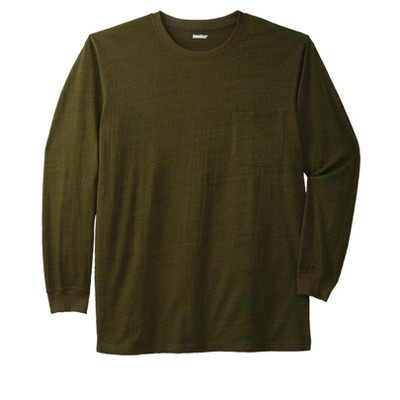KingSize Men's Big & Tall Shrink-Less Lightweight Long-Sleeve Crewneck Pocket T-Shirt