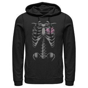 Men's Lost Gods Halloween Skeleton Rib Cage Heart Pull Over Hoodie - 1 of 4