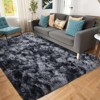 Tie-Dye Black Shag Rug, Ultra Soft 1.7" Plush Mat with Non-Slip Backing, Bedroom or Living Room - 3 of 4