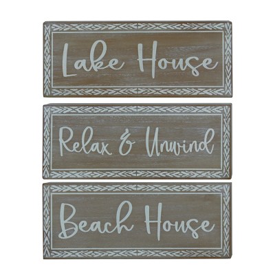 Transpac MDF White Washed Block Decor Set of 3 Spring Home Decorations