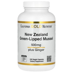 California Gold Nutrition New Zealand Green-Lipped Mussel Plus Ginger, 500 mg, 240 Veggie Capsules - 1 of 3