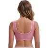 INSPIRE CHIC Women's Lace Front Closure Full Cup Wireless V-Neck Wide Straps Soft Breathable Push Up Everyday Bras - 2 of 4