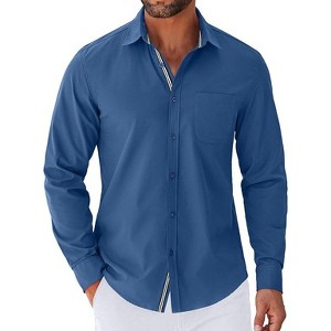 COOFANDY Men's Long Sleeve Casual Button Down Shirts Untucked Shirts for Men Regular Fit Dress Shirt - 1 of 4