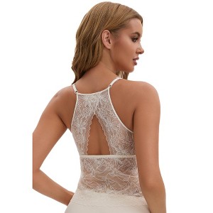 INSPIRE CHIC Women's Lace Mesh Back Open Adjustable Spaghetti Strap Fixed Cup Light and Breathable Camisoles - 1 of 4