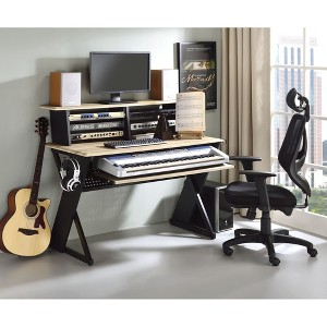 Modern Synthetic Wood Music Desk with Keyboard Tray and Storage Shelf - 1 of 4