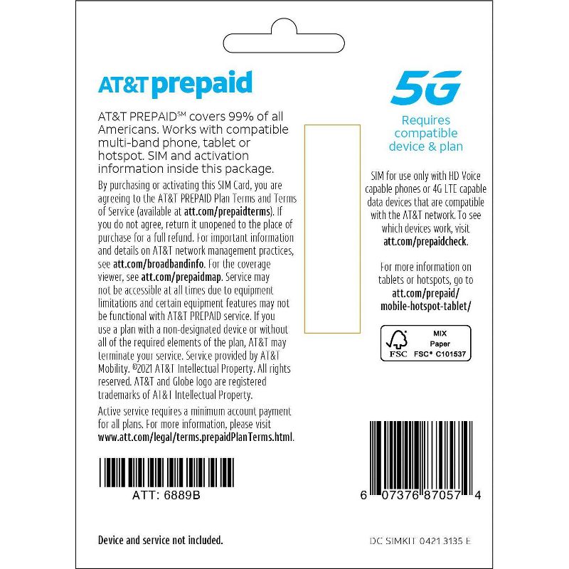 AT&#38;T Prepaid SIM Card Kit (Nano) - Blue, 6 of 7