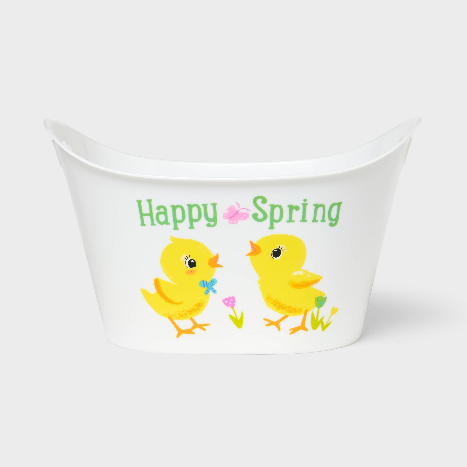 Easter 'Happy Spring' Plastic Tub White - Spritz™