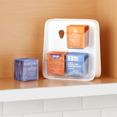 White Plastic Tea Bag Organizer with Removable Bins
