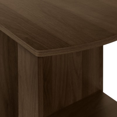 Dark Walnut L-Shaped Corner Home Office Desk with Shelves